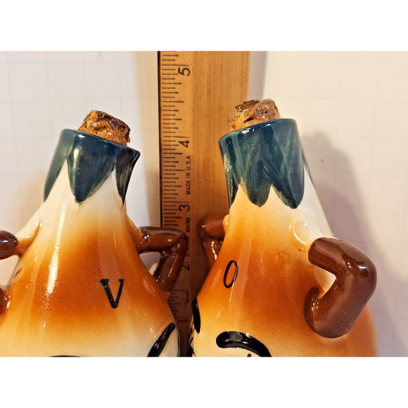 Vtg Japan Onion Anthropomorphic 4 pc Cruet Set Oil/ Vinger, Salt & Pepper Shaker - Picture 2 of 13